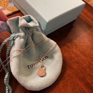 Tiffany & co. Diamond 1837 mini round lock pendant necklace